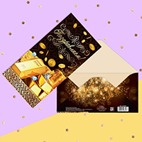 Конверт для денег ПОЗДРАВЛЯЕМ Зол.Слитки