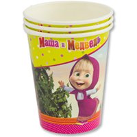 Стаканы Маша и Медведь, 250 мл, 6 штук