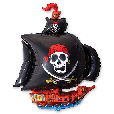 Шарики из фольги Шар фигура Корабль пиратский черный