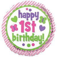 Шар 18", 45см, HBirthday Полосы Девочка