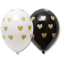 Шары с рисунком36см Сердца золотые