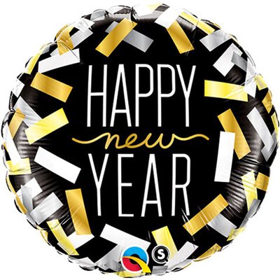 Шарик 45см HNY Конфетти на черном