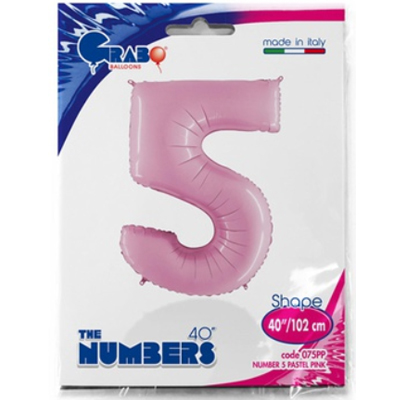 Шарики из фольги Шар цифра "5", 101см Пастель Pink