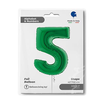 Шар цифра "5", 102см Green