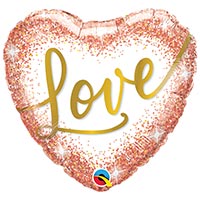 Шарик 45см Сердце LOVE глиттер Rose Gold