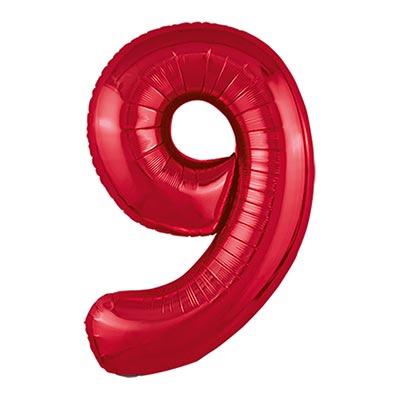 Шар цифра "9", 101см Металлик Red