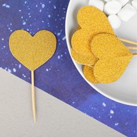 Пики для канапе Сердце золото 12см 6шт