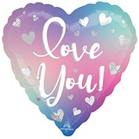Шар 45см ILY Сердца Silver Омбре нежное