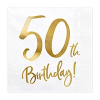 Салфетки 50th Birthday белые 20шт