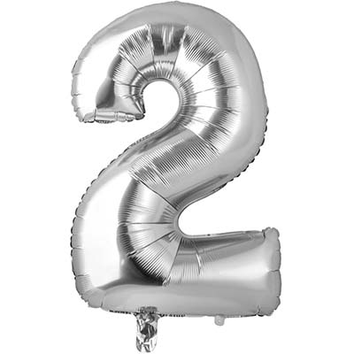 Шар цифра "2", 66см Silver