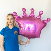 Шар фигура Корона розовая голография