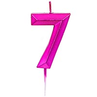 Свеча-цифра 7 Диамант Маджента, 4,5см