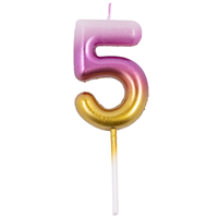 Свеча -цифра "5" Омбре розов/золот 6см