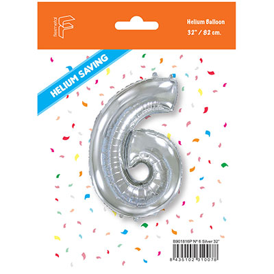 Шарик цифра "6" или "9", Silver 81см