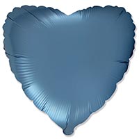 Шар сердце 45см Сатин Steel Blue