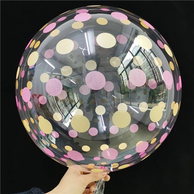 Шар BUBBLE 18" Кристалл Dots Gold Pink