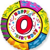 Шарик 45см Happy Birthday Цифра "0"