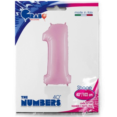 Шар цифра "1", 101см Пастель Pink