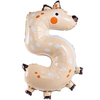 Шар цифра "5" 96см Зоопарк Олень