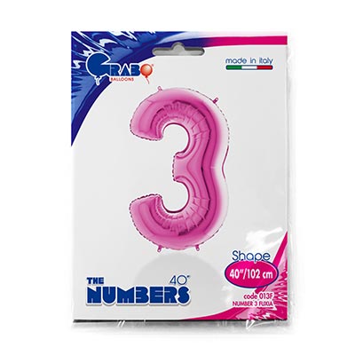 Шарики из фольги Шар цифра "3", 101см Pink