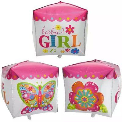 Шарик 3D КУБ 14" HB Малыш девочка