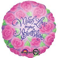 Шар 18"45см Happy Birthday Цветы розовые