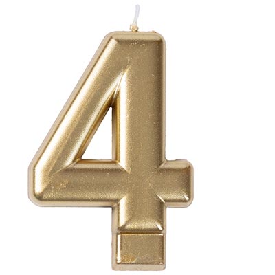 Свеча -цифра "4" Золотая, 8 см