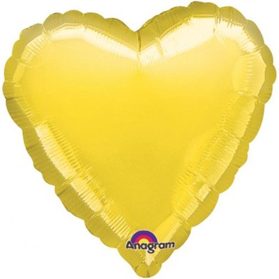 Шарик 18" сердце металлик Yellow