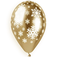 Шары 36см хром Gold Снежинки