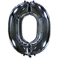 Шарик цифра "0", 101см Black