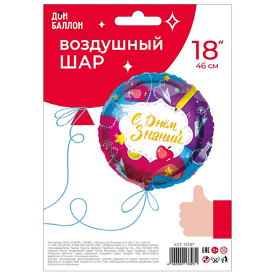 Шар 45см С ДНЕМ ЗНАНИЙ Самолетики