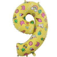 Шар цифра "9", 81см Fashion желтая