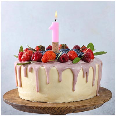 Свечи для торта Свеча -цифра "1" Розовая блеск 7,5см/G