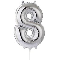 Шар цифра "8", 40см Silver под воздух