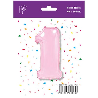Шарик цифра "1", 101см Pink