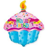 Шар фигура Happy Birthday Кекс со свечой