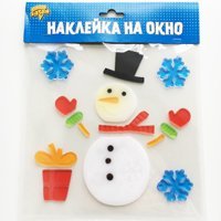 Наклейка гелев на окно Снеговик