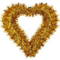 Сердце мишура подвесное золотое 44см