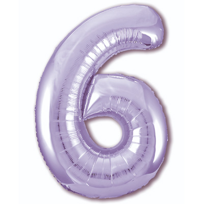 Шарики из фольги Шар цифра "6", 101см Пастель Lavender