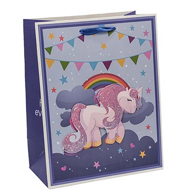 Пакет бум подар Единорог 3D микс 18х23см