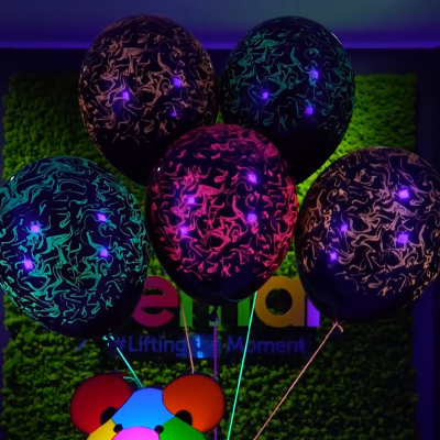 Мрамор Шары 35см чёрные с рис. Мрамор неоновый 1103-3032