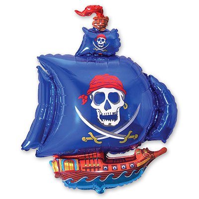 Шарики из фольги Шар фигура Корабль пиратский синий