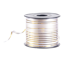 Лента с золот полосой 5ммХ230м белая/G