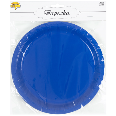 Тарелка синяя 23см 6шт