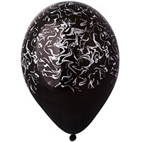 Шары 35см чёрные с рис. Мрамор серебро