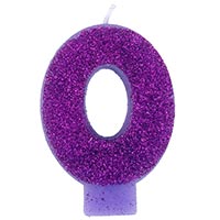Свеча цифра "0" Глиттер, 8 см
