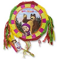 Пиньята Маша и Медведь с лентами складн.