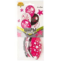 Шарики ДР Звезды розовые 36см, 5шт