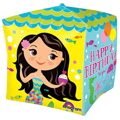Шарики из фольги Шар 3D КУБ H. Birthday Русалки веселые