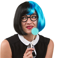 Парик карн Каре 2цв черно-голубой 30см/G